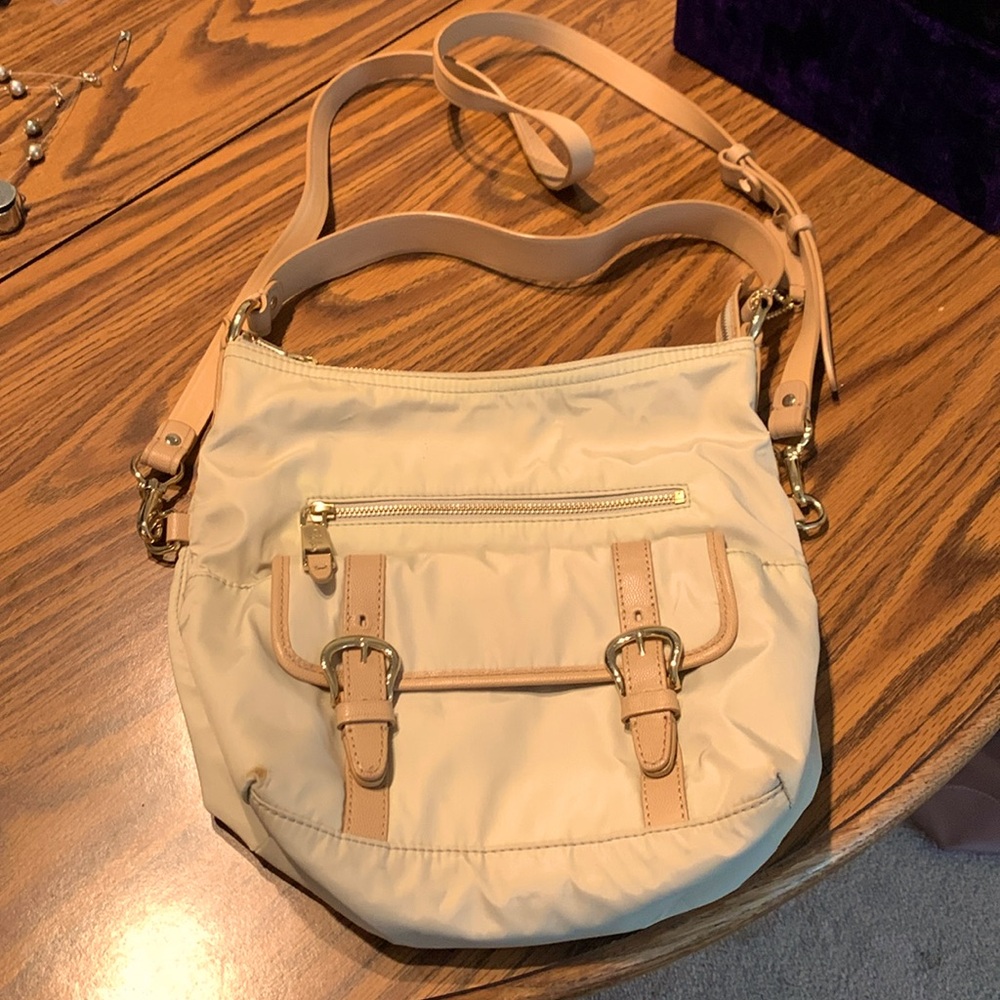 Cole Haan Cream/Tan Shoulder Canvas Bag w/ Strap